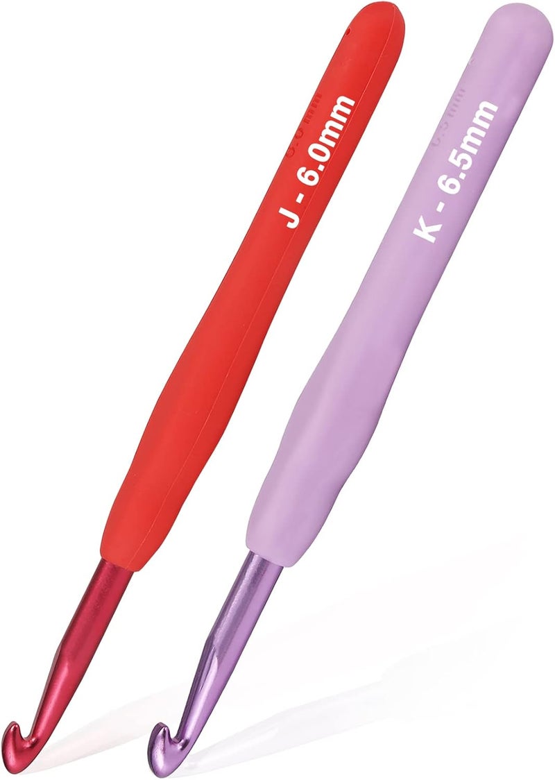 YOJOB 2Pack Size J / 6mm, K / 6.5mm Crochet Hooks, Super Smooth & Ergonomic for Beginner and Advanced (6.0mm, 6.5mm) - Image 1